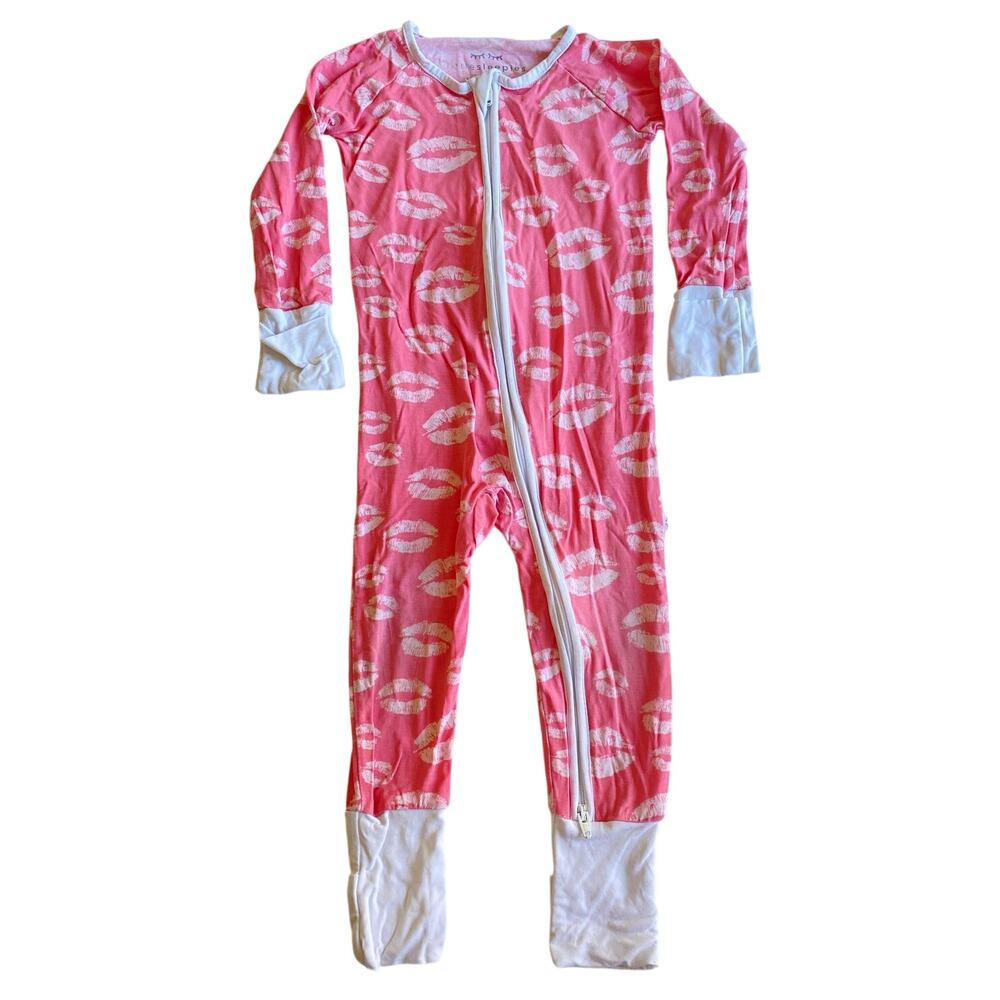 Little Sleepies Baby Girls Bamboo Zippy Sleeper Pink Kisses Print 6-12 months